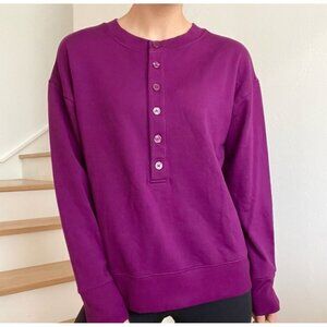 Athleta Women Purple Balance Henley Long Sleeve Sweatshirt size Large Active